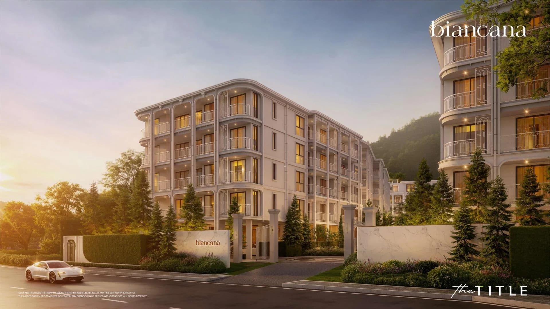 The Title Biancana low-rise residence exterior and landscaping